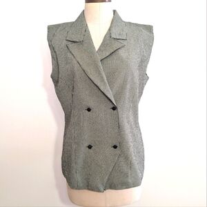 Vintage Passports rayon double breasted neutral vest . Large